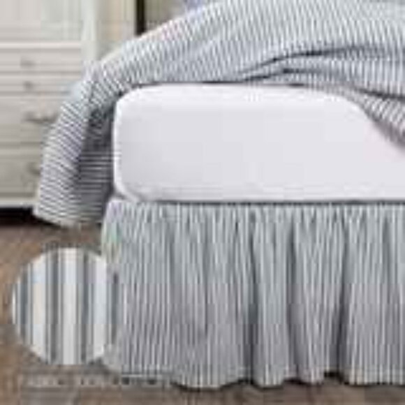 VHC Brands Twin Ticking Stripe Bed Skirt - Picture 4 of 5